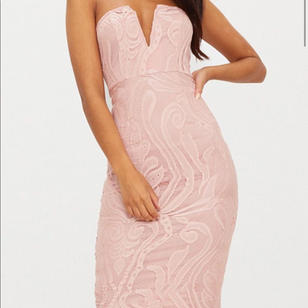dusty pink midi dress